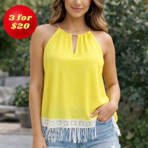NWOT Yoyo 5 Fringe Yellow Top
